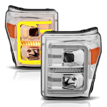 Load image into Gallery viewer, Anzo Projector Headlights Ford F250 F350 F450 F550 Super Duty (11-16) w/ Plank Style Halo &amp; Switchback Headlights] - Black Alternate Image