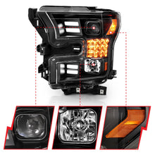 Load image into Gallery viewer, 456.14 Anzo Projector Headlights Ford F150 (15-17) [w/ Plank Style Halo &amp; Sequential Signal Light] Black or Chrome Housing - Redline360 Alternate Image
