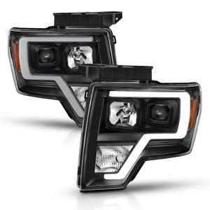 370.30 Anzo Projector Headlights Ford F150 (09-14) [w/ Plank Style Light Bar Halo] Black or Chrome Housing - Redline360