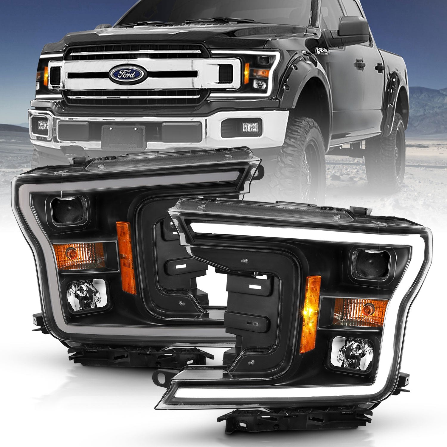 Anzo Projector Headlights Ford F150 (18-19) [w/ Plank Style Halo