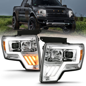 422.20 Anzo Projector Headlights Ford F150 (09-14) Black or Chrome - G4 Switchback or Non-Switchback LED Bar - Redline360