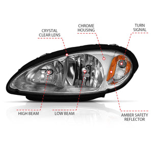 158.02 Anzo Crystal Headlights Chrysler PT Cruiser (01-05) [Chrome w/ Amber Housing- OE] 111472 - Redline360