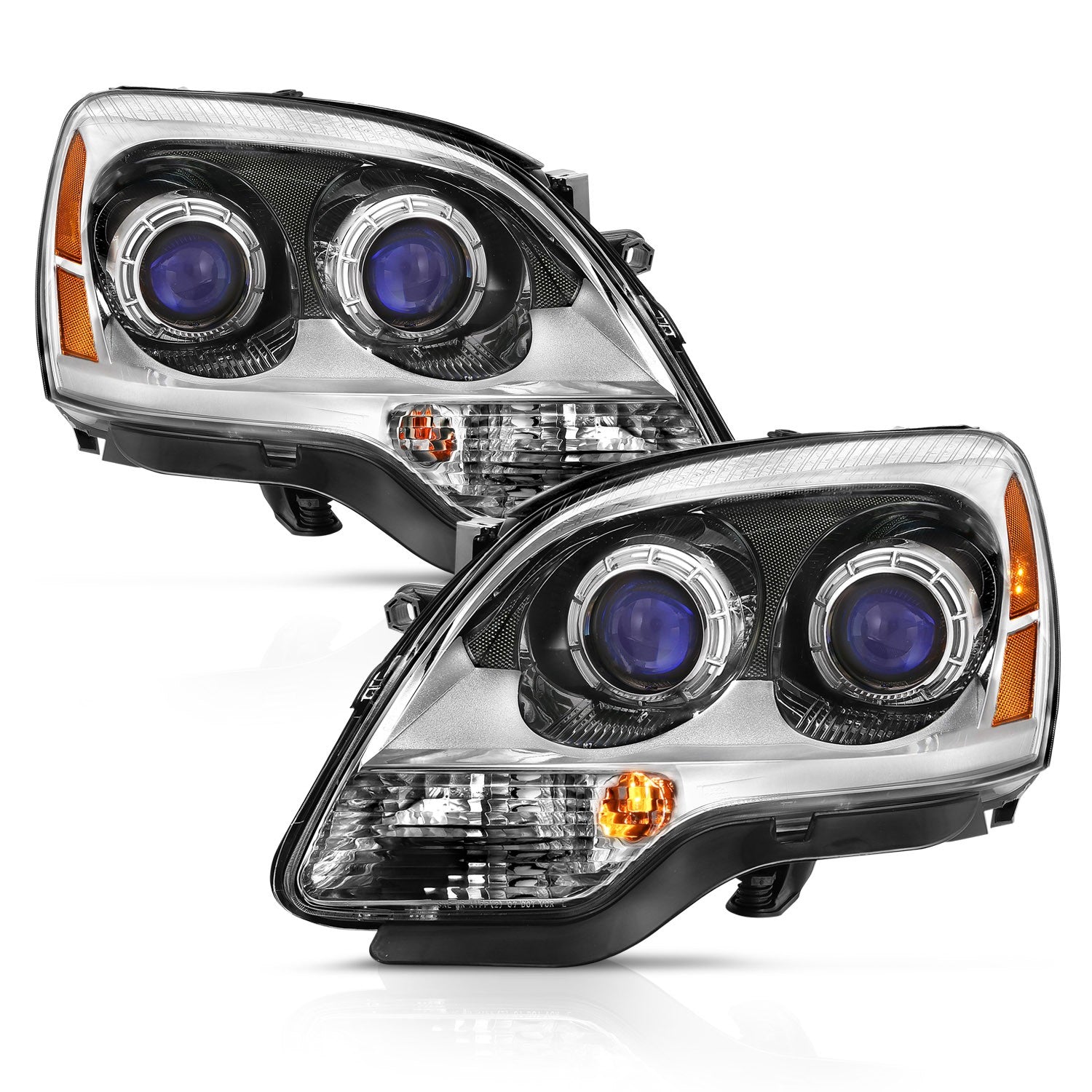 ANZO Crystal Headlight Set Clear Lens Chrome Amber Housing | GMC Acadia (07-08) (111476) main image 0