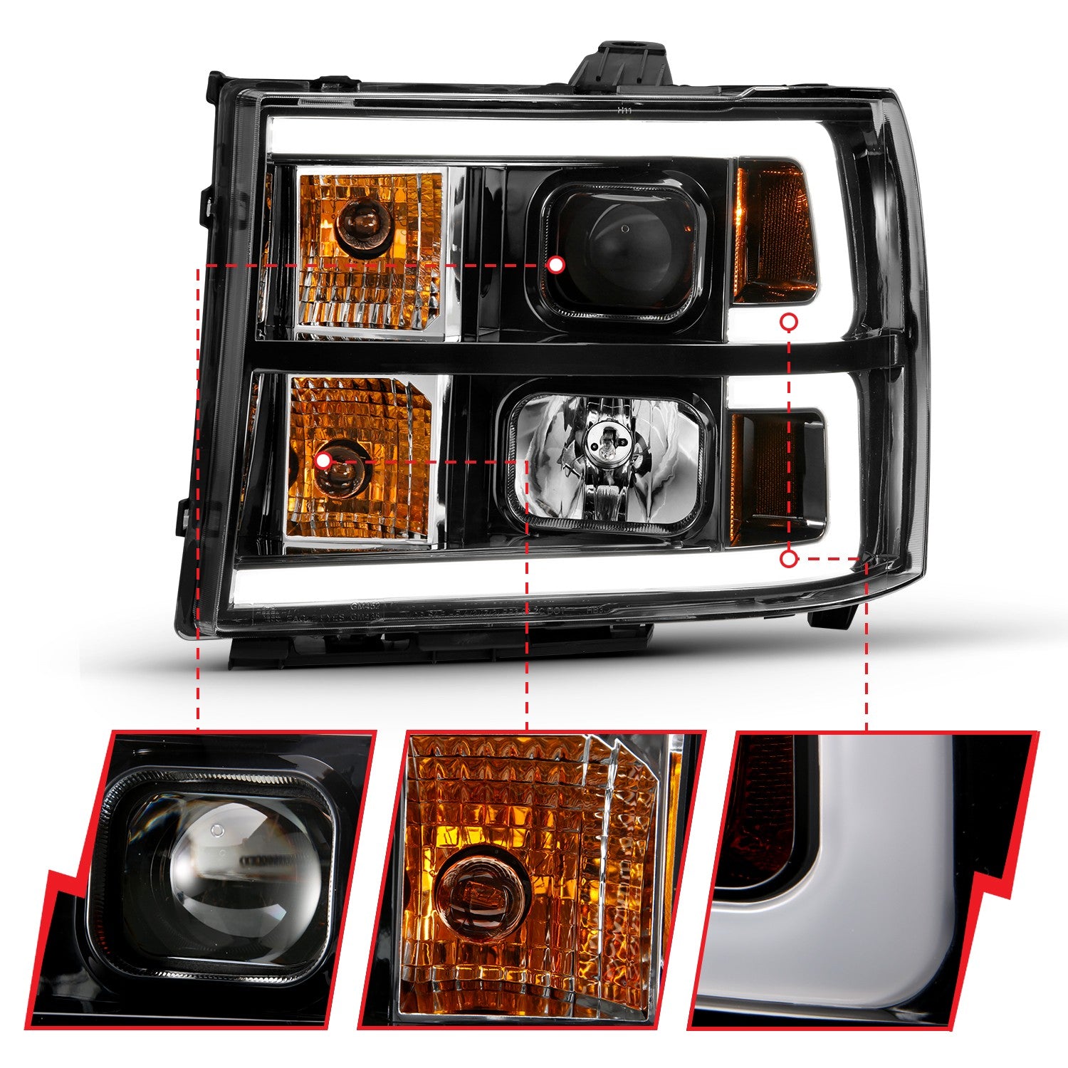 Anzo Projector Headlights GMC Sierra 1500 (07-13) 2500 / 3500 HD (07-1 –  Redline360
