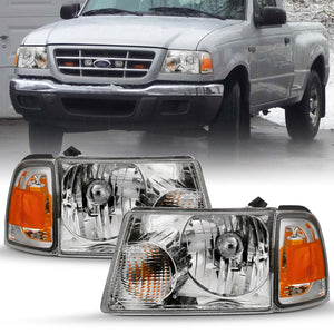 138.30 Anzo Crystal Headlights Ford Ranger (01-11) [Chrome Housing] w/ or w/o Corner Light - Redline360