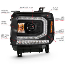 Load image into Gallery viewer, 433.22 Anzo Projector Headlights GMC Sierra 1500 w/ HID (16-19) Plank Style Halo &amp; LED Sequential Turn Signal - Black/Chrome - Redline360 Alternate Image