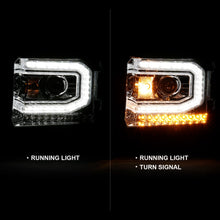 Load image into Gallery viewer, 433.22 Anzo Projector Headlights GMC Sierra 1500 w/ HID (16-19) Plank Style Halo &amp; LED Sequential Turn Signal - Black/Chrome - Redline360 Alternate Image