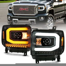 Load image into Gallery viewer, 499.86 Anzo Projector Headlights GMC Sierra 1500 (14-15) 2500HD/3500HD (15-16) Plank Halo &amp; Sequential Turn Signal - Black or Chrome - Redline360 Alternate Image