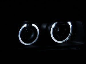 198.84 Anzo Projector Headlights BMW 318i 323i 325i 328i E36 Coupe (92-98) Black w/ SMD LED Halo - Redline360