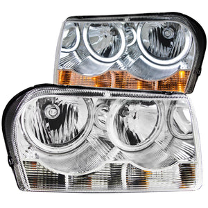 257.73 Anzo Crystal Headlights Chrysler 300C (05-10) [w/ Halo LED] Black or Chrome Housing - Redline360