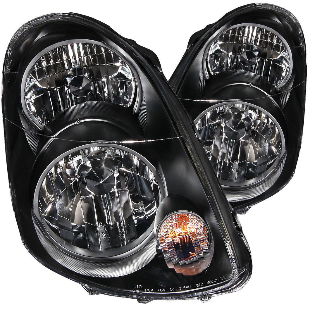 214.22 Anzo Crystal Headlights Infiniti G35 Sedan (2003-2004) Black OEM Replacement - Redline360