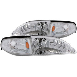 195.89 Anzo Crystal Headlights Ford Mustang (94-98) [Chrome Housing w/ Corner Light - 2 PC] 121262 - Redline360