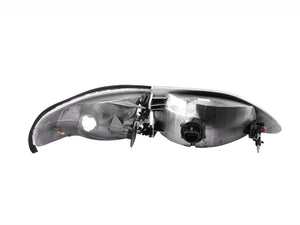 195.89 Anzo Crystal Headlights Ford Mustang (94-98) [Chrome Housing w/ Corner Light - 2 PC] 121262 - Redline360