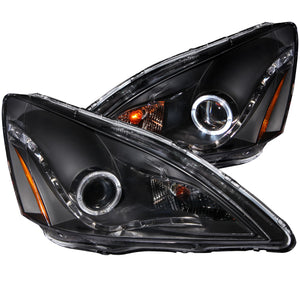 354.50 Anzo Projector Headlights Honda Accord Coupe/Sedan (03-07) Hybrid (05-07) R8 Style LED Halo / Black - Redline360