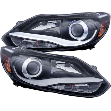 482.01 Anzo Projector Headlights Ford Focus (12-14) Plank Style Halo - Black 121490 - Redline360
