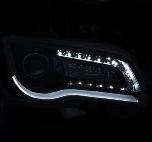 561.74 Anzo Projector Headlights Chrysler 300 (11-14) [w/ Plank Style Halo] Black or Chrome Housing - Redline360