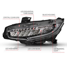 Load image into Gallery viewer, 699.42 Anzo Projector Headlights Honda Civic Sedan (16-17) LED w/ Sequential Turn Signal 121527 - Redline360 Alternate Image