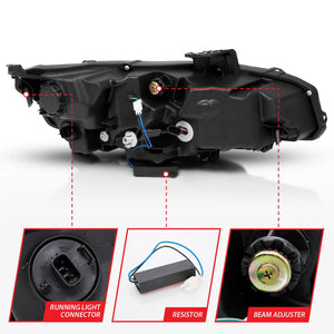 699.42 Anzo Projector Headlights Honda Civic Sedan (16-17) LED w/ Sequential Turn Signal 121527 - Redline360
