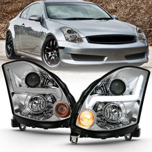 Load image into Gallery viewer, 439.00 Anzo Projector Headlights Infiniti G35 Coupe (03-07) Plank Style - Chrome / Black - Redline360 Alternate Image