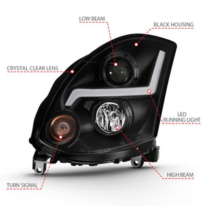 439.00 Anzo Projector Headlights Infiniti G35 Coupe (03-07) Plank Style - Chrome / Black - Redline360