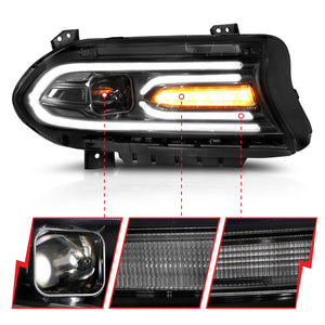 637.94 Anzo Projector Headlights Dodge Charger (15-18) Plank Style Halo w/ Black Housing 121559 - Redline360