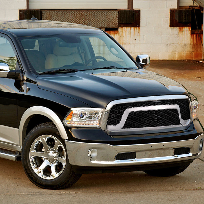 Spec-D Grill Dodge Ram 1500 [Non Rebel] (2013-2018) Mesh Chrome/Black ...