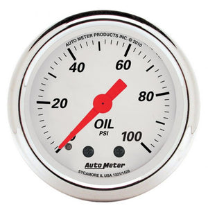 92.36 AutoMeter Arctic White Series Mechanical Oil Pressure Gauge (2-1/16") 1321 - Redline360