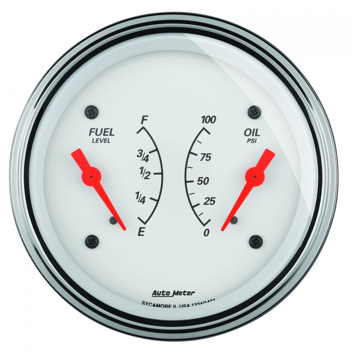 152.36 Autometer Arctic White Series Fuel Level/Oil Pressure Gauge (3-3/8