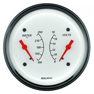 128.63 Autometer Arctic White Series Water Temperature/Voltmeter Gauge (3-3/8") Chrome or Black - 1330 - Redline360