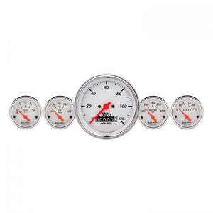 528.41 AutoMeter Arctic White Series 5 Piece Electric Speedometer Gauge Kit (3-3/8" & 2-1/16") 1340 - Redline360