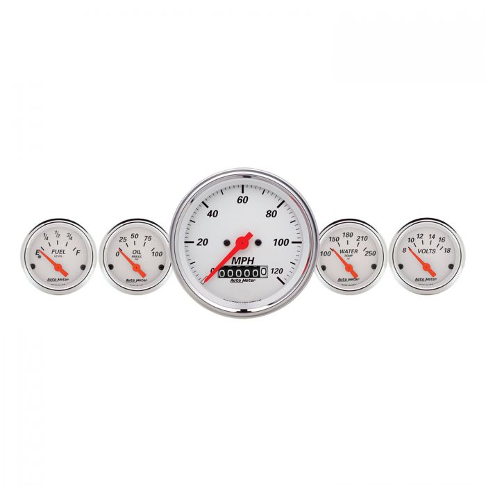 528.41 AutoMeter Arctic White Series 5 Piece Electric Speedometer Gauge Kit (3-3/8