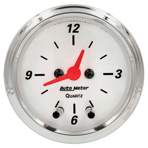 89.63 Autometer Designer Arctic White Series Analog Clock (2-1/16", 12 Hour) 1385 - Redline360