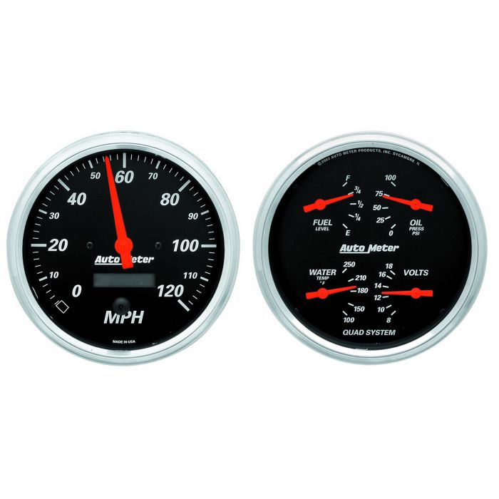 648.33 AutoMeter Designer Black Series 2 Piece Tach & Electric Speedometer Gauge Kit (5