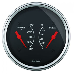 130.39 Autometer Designer Black Series Water Temperature/Voltmeter Gauge (3-3/8") Chrome or Black - 1430 - Redline360