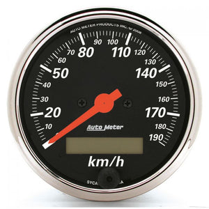 217.43 Autometer Designer Black Series Speedometer Gauge 0-190 KM/H (3-1/8") Chrome - 1487-M - Redline360