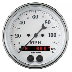 427.39 Autometer Old-Tyme White Series GPS Speedometer Gauge 0-120 MPH (3-3/8") Chrome - 1649 - Redline360