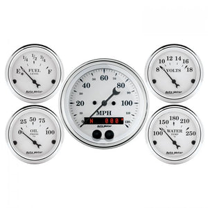 637.51 AutoMeter Old Tyme White Series 5 Piece GPS Speedometer Gauge Kit (3-3/8" & 2-1/16") 1650 - Redline360