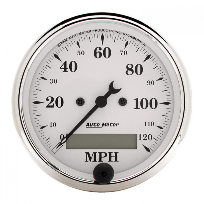 212.93 Autometer Old-Tyme White Series Electric Speedometer Gauge 0-120 MPH (3-1/8