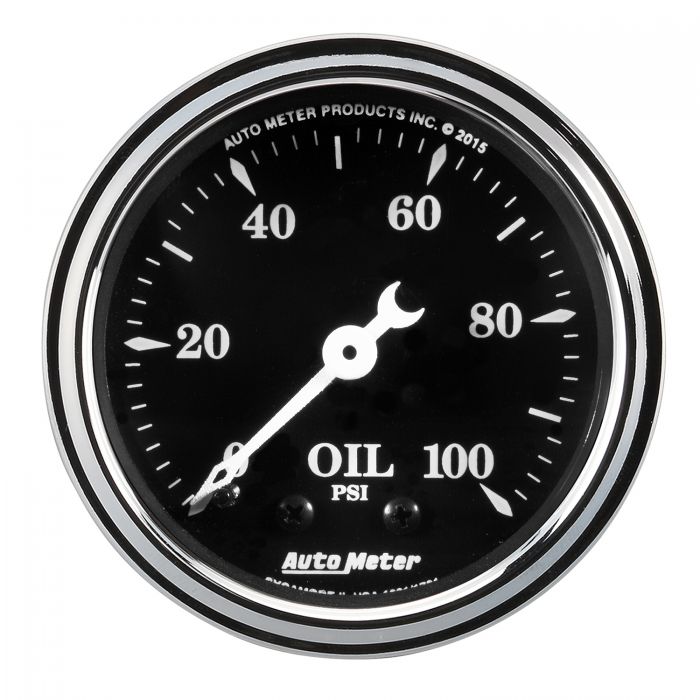 94.89 AutoMeter Old-Tyme Black Series Mechanical Oil Pressure Gauge (2-1/16