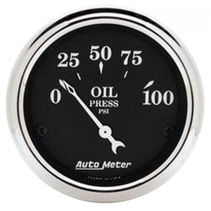 98.76 AutoMeter Old-Tyme Black Series Oil Pressure Gauge (2-1/16") 1727 - Redline360