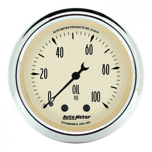 92.36 AutoMeter Antique Beige Series Mechanical Oil Pressure Gauge (2-1/16") 1821 - Redline360