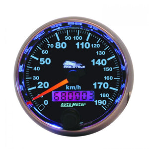 225.79 Autometer Pro-Cycle Series Speedometer Gauge 0-190 KM/H (2-5/8") Chrome - 19340-M - Redline360