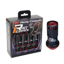 Load image into Gallery viewer, Project Kics Lug Nuts Set [R40 Iconix Racing Composite] 12X1.5 or 12X1.25 - Plastic Cap / M12X1.50 / Black / Red Cap Alternate Image