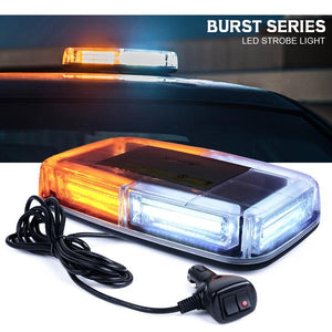 44.99 Xprite Rooftop Strobe Light Burst Series COB LED (30W) w/ Magnetic Base - White-Amber / Amber - Redline360