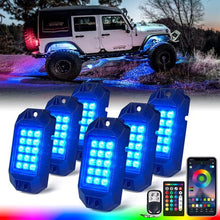 Load image into Gallery viewer, Xprite Discovery Series Multi-Color RGB LED Rock Lights w/ Remote or Bluetooth - 10pcs / 6pcs / 8pcs - 6pcs Alternate Image