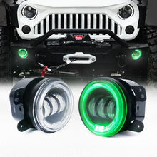 Load image into Gallery viewer, Xprite LED Fog Lights Chrysler 300 (05-10) PT Cruiser (06-10) 4" CREE w/Halo Ring DRL - Blue/Green/Red/White/Amber - Green Alternate Image