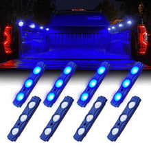 Load image into Gallery viewer, Xprite 8 LED Rock Light Pods Truck Bed Lighting Kit w/ Switch - Blue/Green/Purple/Pink/Red/White/Yellow - Blue Alternate Image