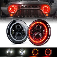 Load image into Gallery viewer, Xprite LED Headlights AM General Hummer (92-01) Land Rover Defender 90/110 7" 90W G2 w/ Halo - Blue / Green / Red / White - Red Alternate Image