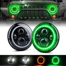 Load image into Gallery viewer, Xprite LED Headlights AM General Hummer (92-01) Land Rover Defender 90/110 7" 90W G2 w/ Halo - Blue / Green / Red / White - Green Alternate Image
