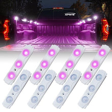 Load image into Gallery viewer, Xprite 8 LED Rock Light Pods Truck Bed Lighting Kit w/ Switch - Blue/Green/Purple/Pink/Red/White/Yellow - Purple Alternate Image